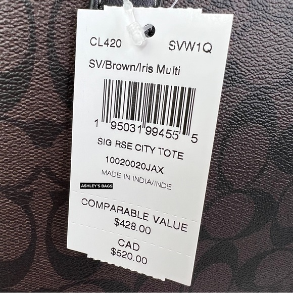 Coach City Tote In Signature Canvas With Rose Print - Picture 10 of 11